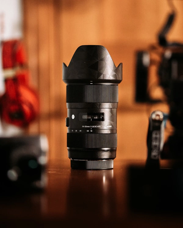 Prime lens on a workbench at the FoundPixel store